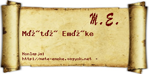 Máté Emőke névjegykártya
